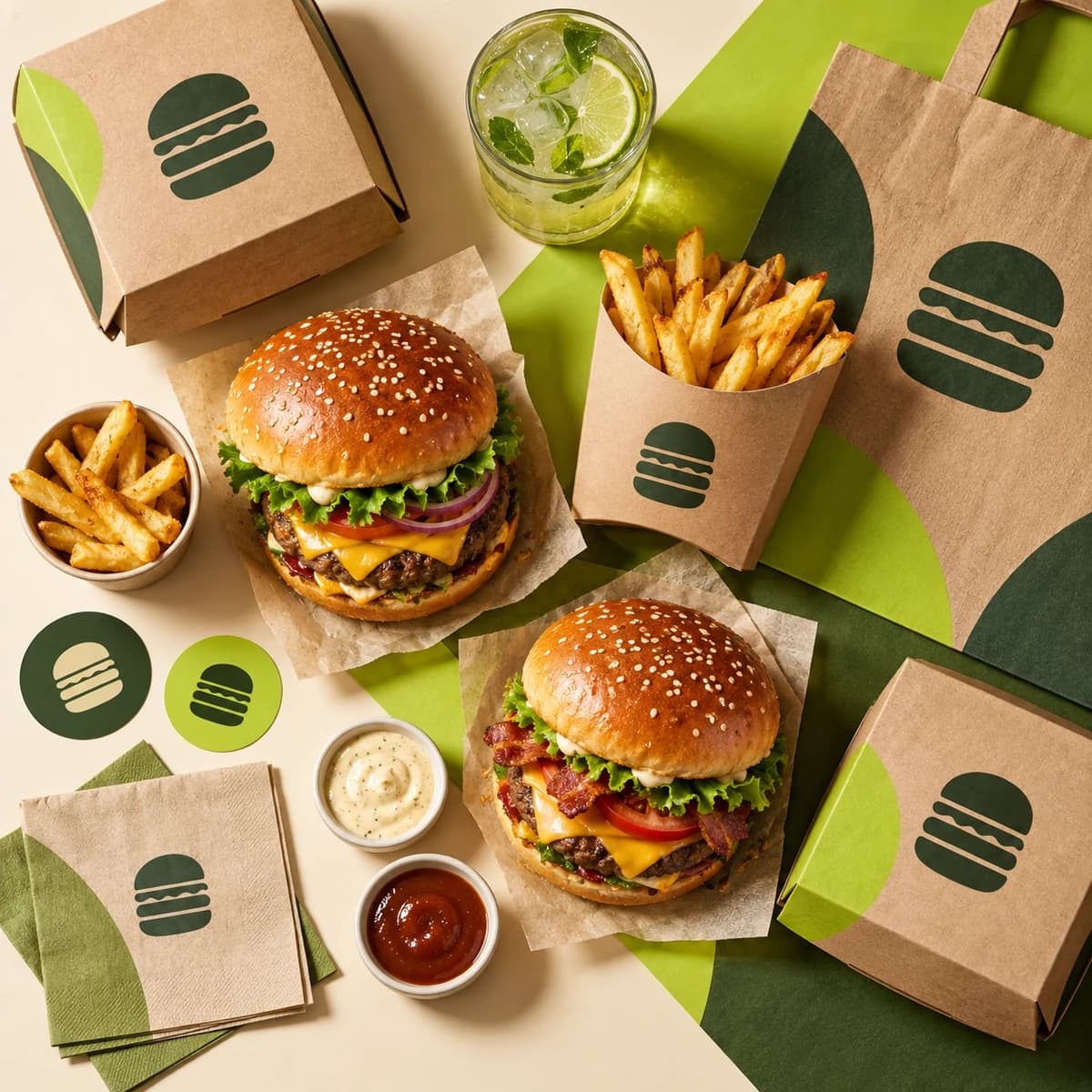 Univers visuel cohérent décliné sur les plats et le packaging
